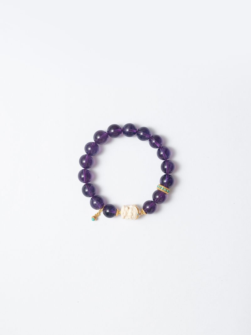 Uruguayan Amethyst Paired with Carved Mammoth Ivory Bracelet